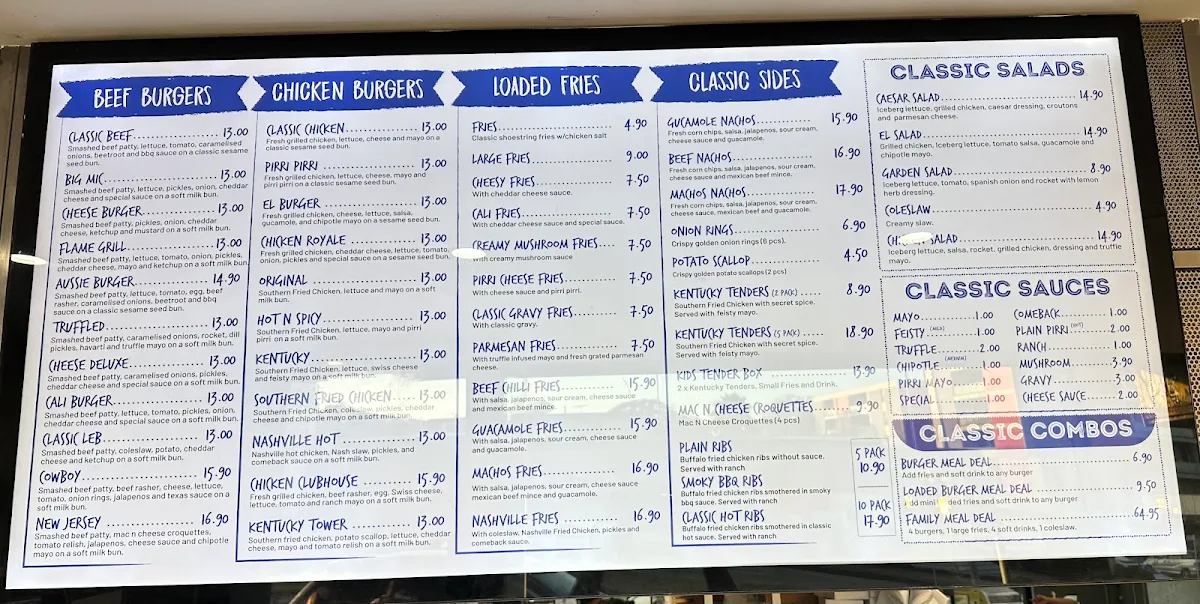 Menu, Classic Burger Yagoona