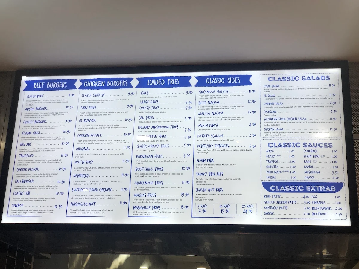 Menu, Classic Burger Yagoona