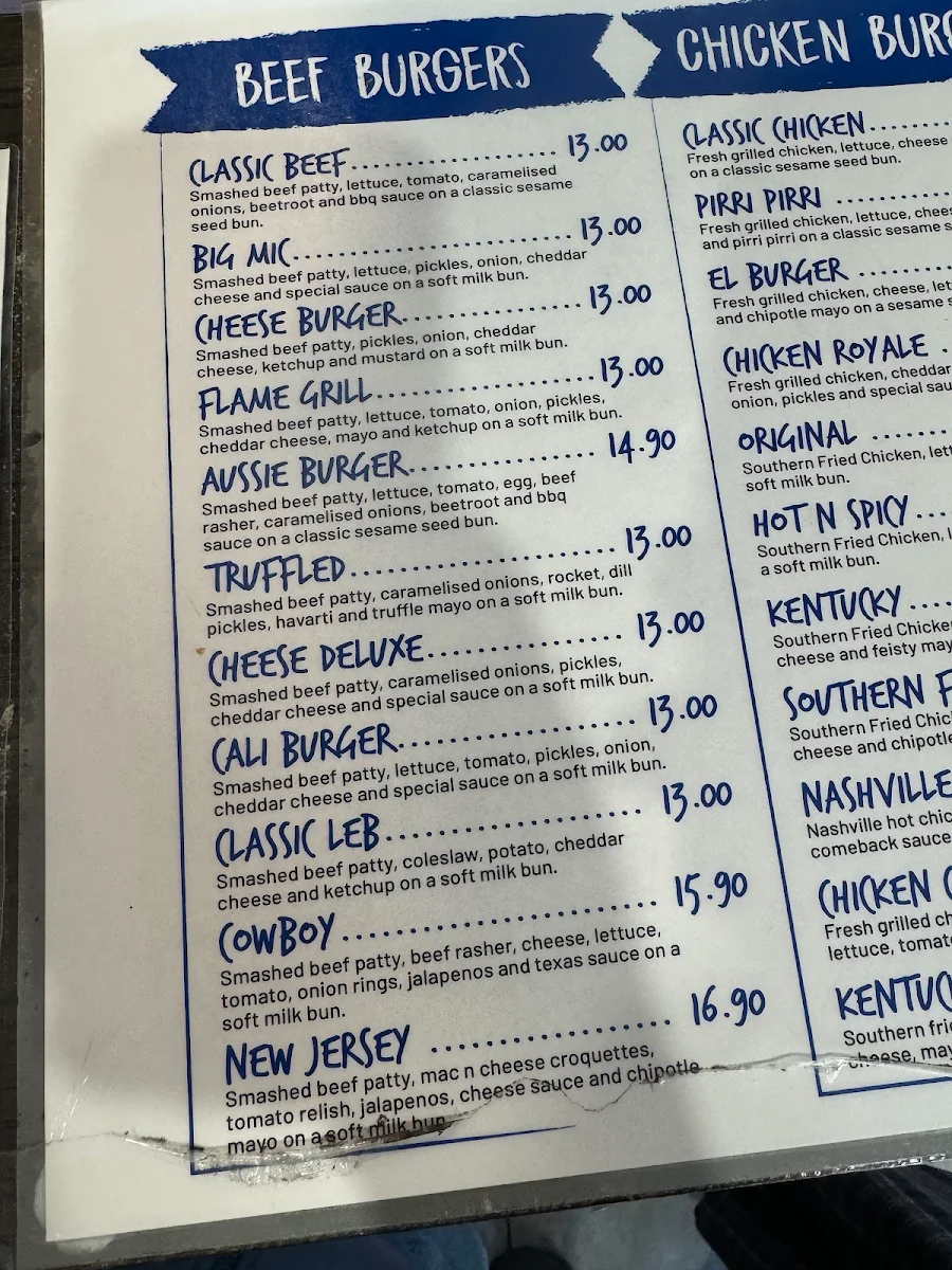 Menu, Classic Burger Yagoona