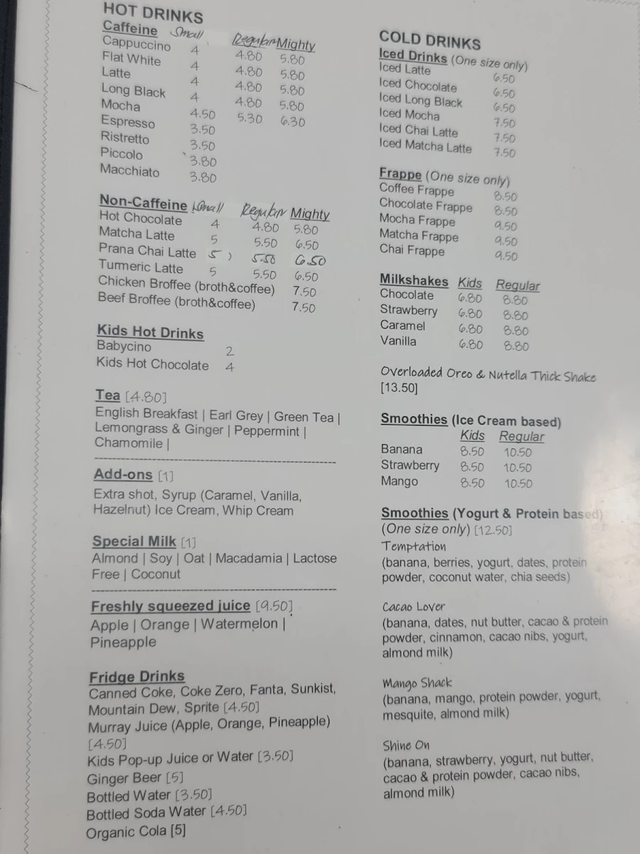 Menu, S&AJ Café and Restaurant