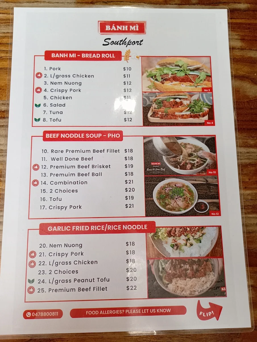 Menu, Bánh Mì Southport