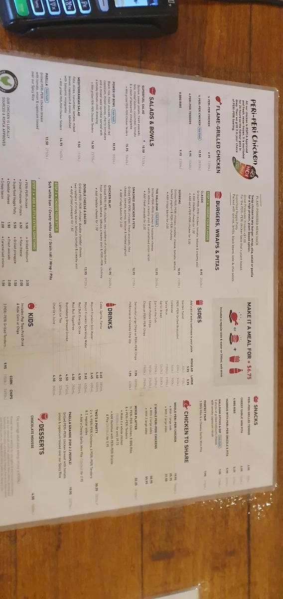 Menu, Nando's Burwood East