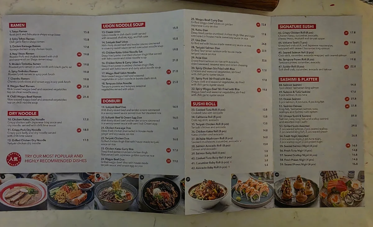 Menu, UMAYA KOTARA