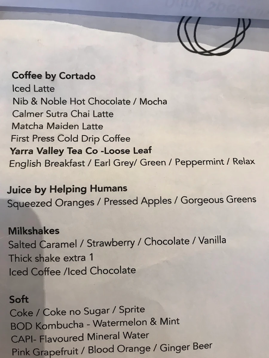 Menu, Warrandyte Stonehouse Cafe
