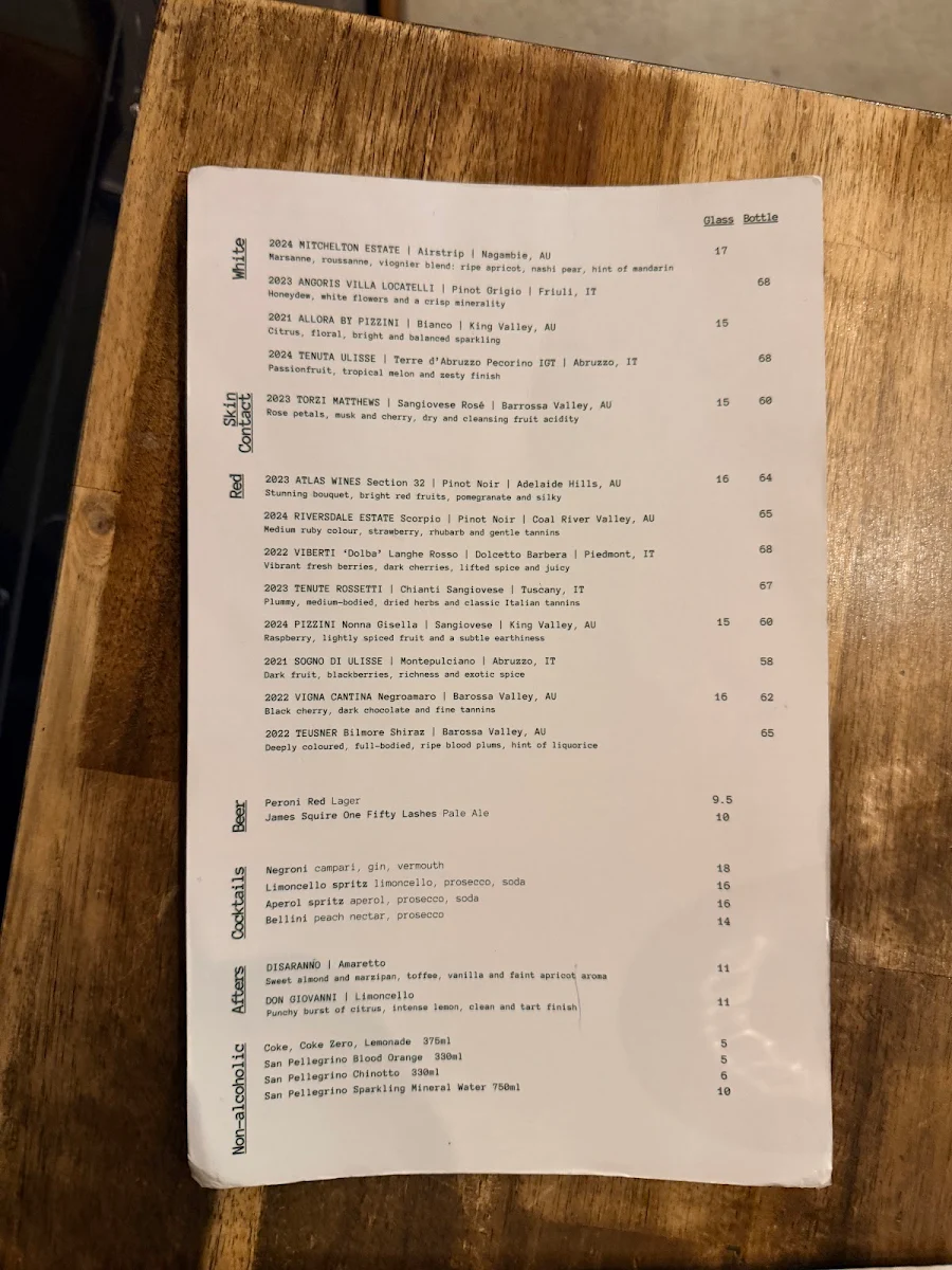 Menu, Romo Pizza Bar