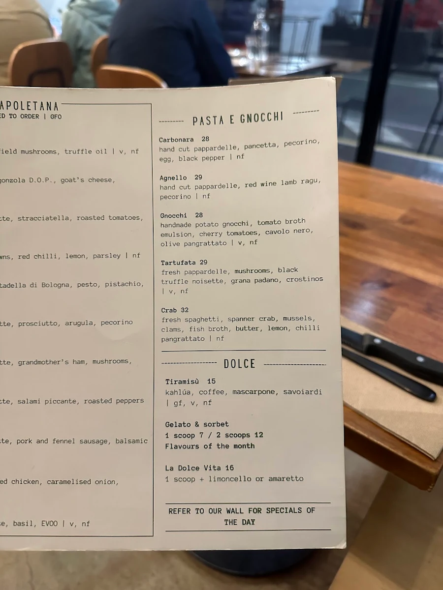 Menu, Romo Pizza Bar