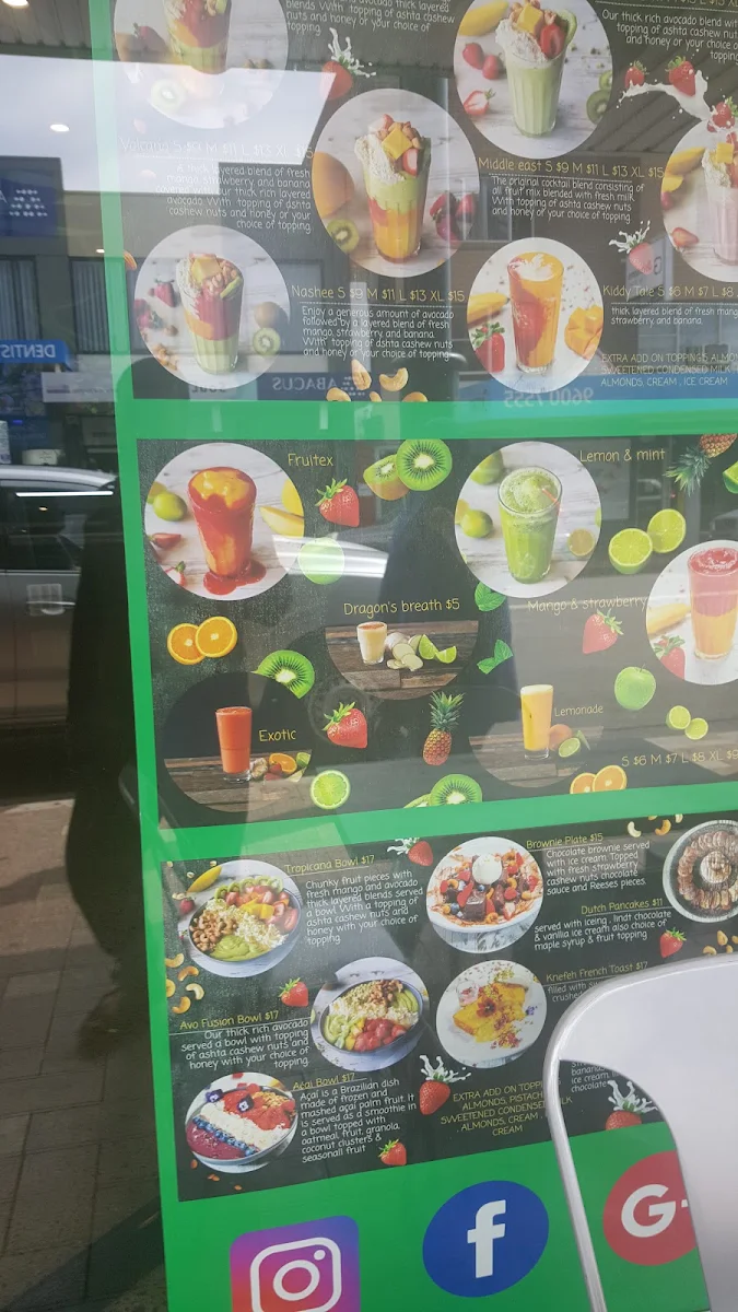 Menu, Blend Cocktails