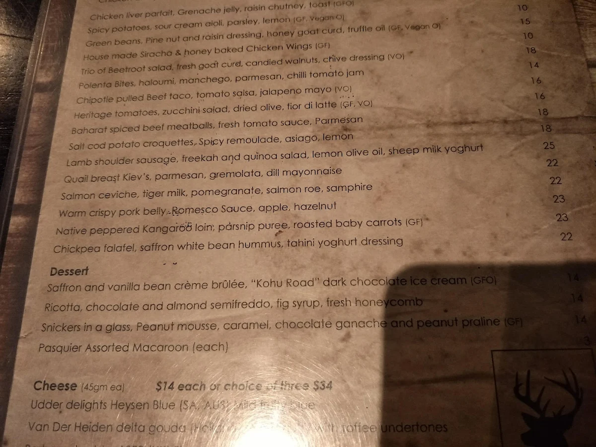 Menu, The Cabin Small Bar