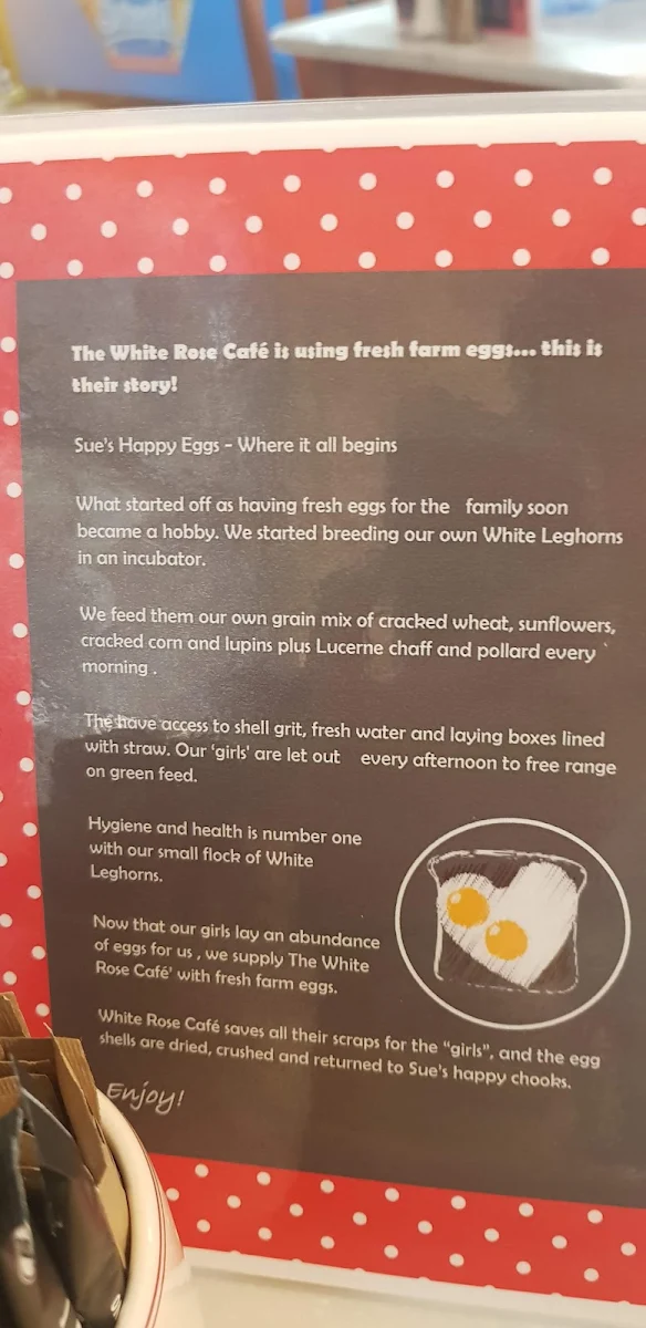 Menu, White Rose Cafe Dunedoo