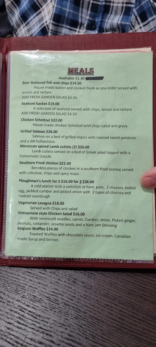 Menu, White Rose Cafe Dunedoo