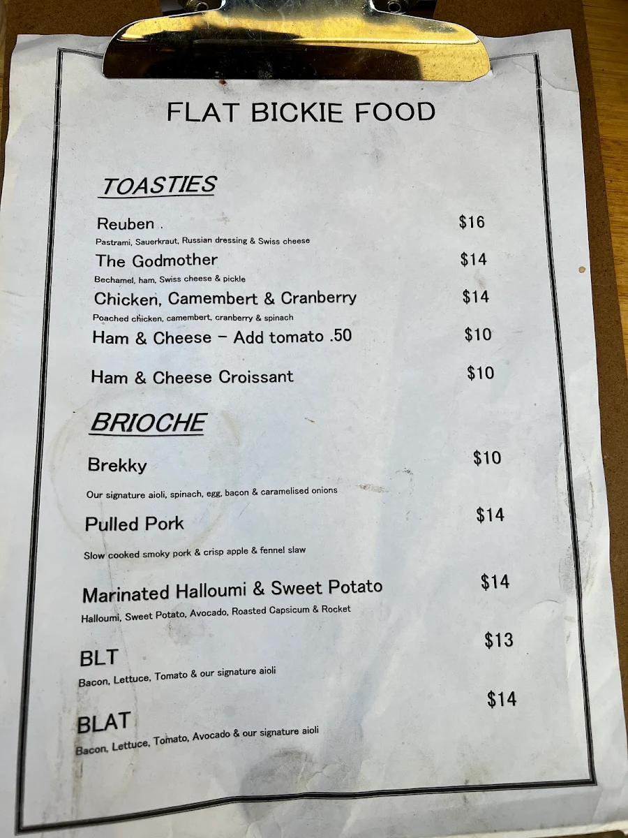 Menu, Flat Bickie