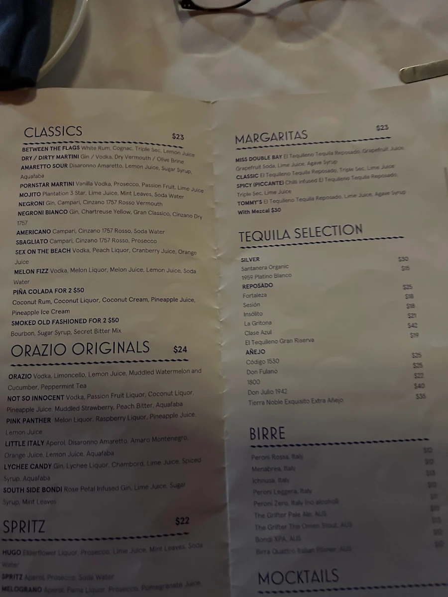 Menu, Da Orazio