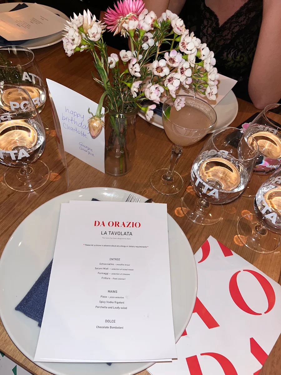 Menu, Da Orazio