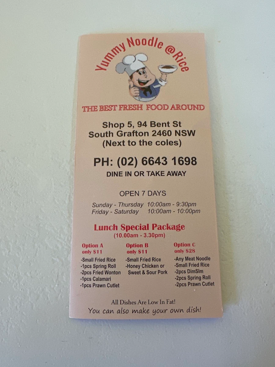 Menu, Yummy Noodle