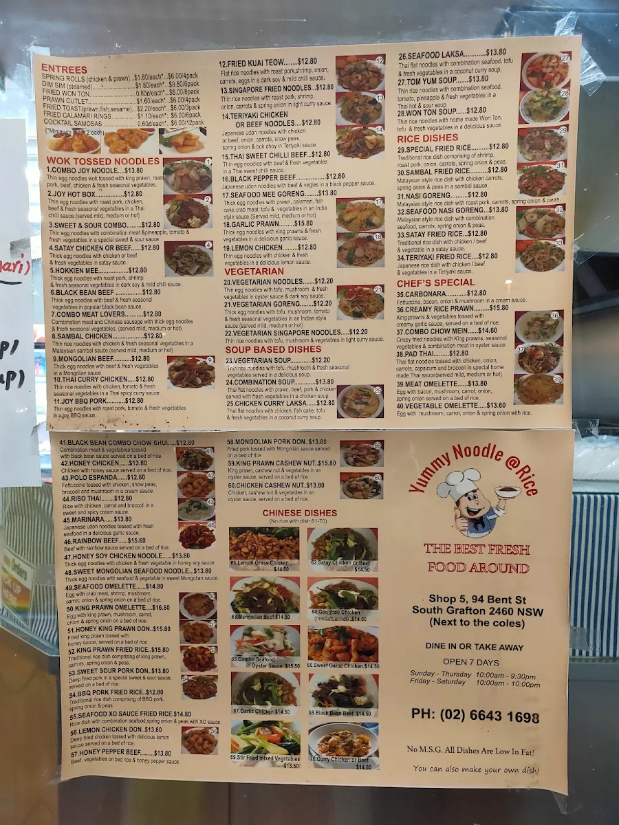 Menu, Yummy Noodle