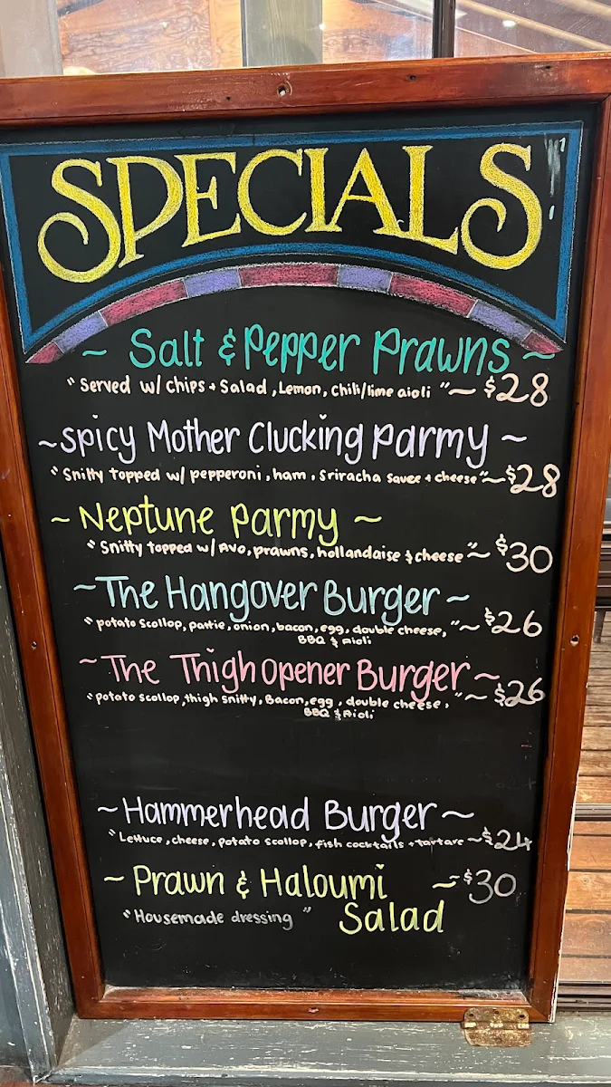 Menu, Catho Pub ("Catherine Hill Bay Hotel")