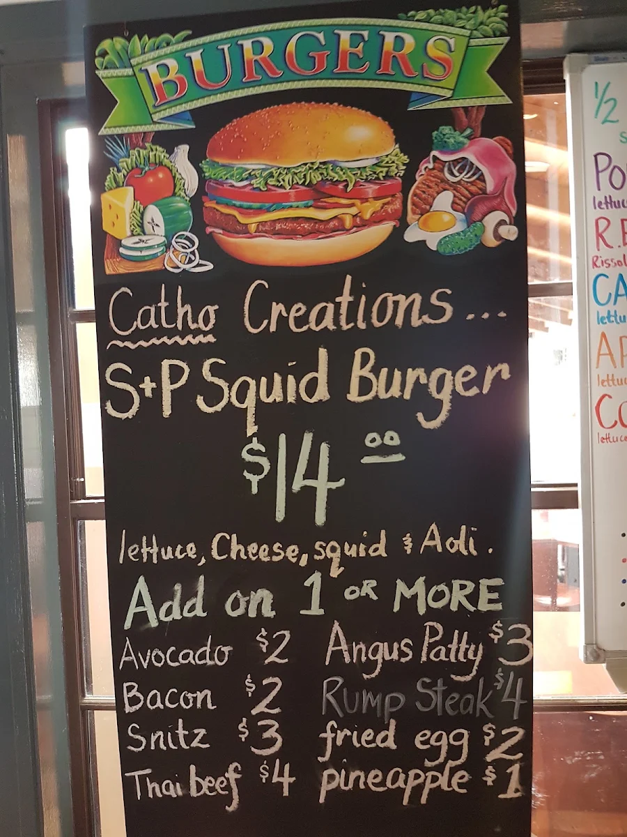 Menu, Catho Pub ("Catherine Hill Bay Hotel")