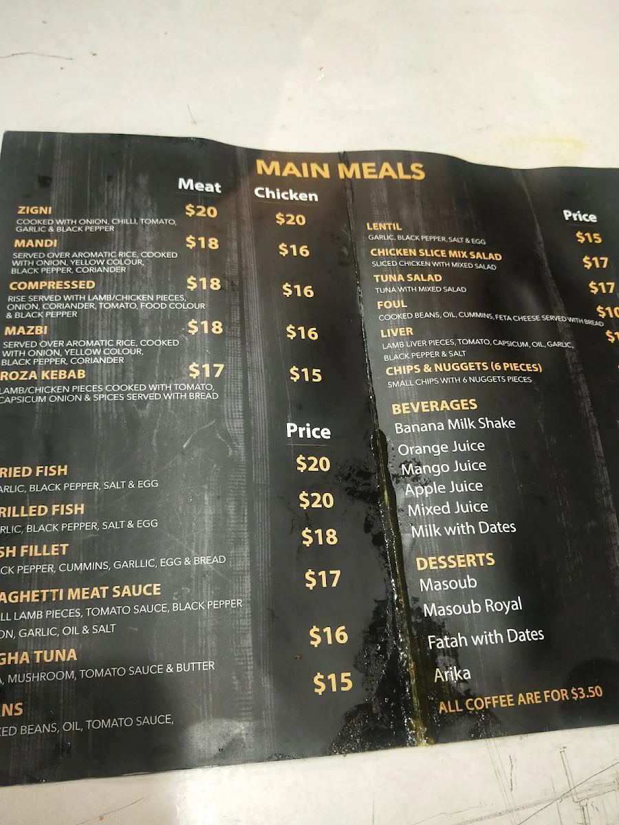Menu, Roza Restaurant Mandi