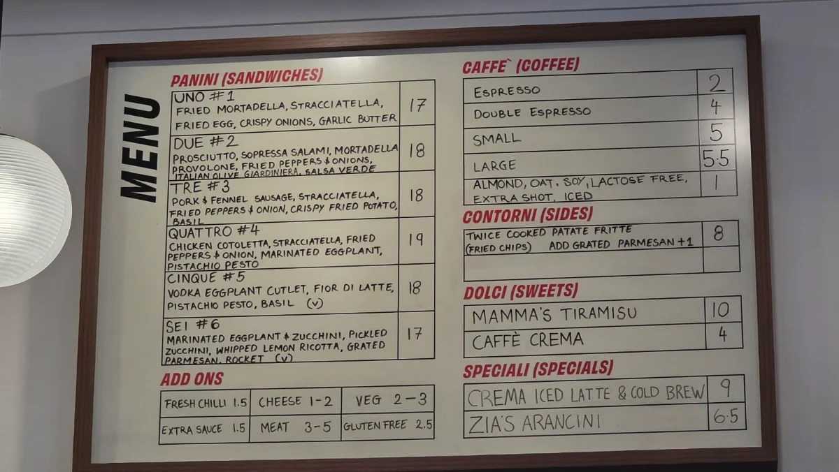 Menu, Andiamo Panino