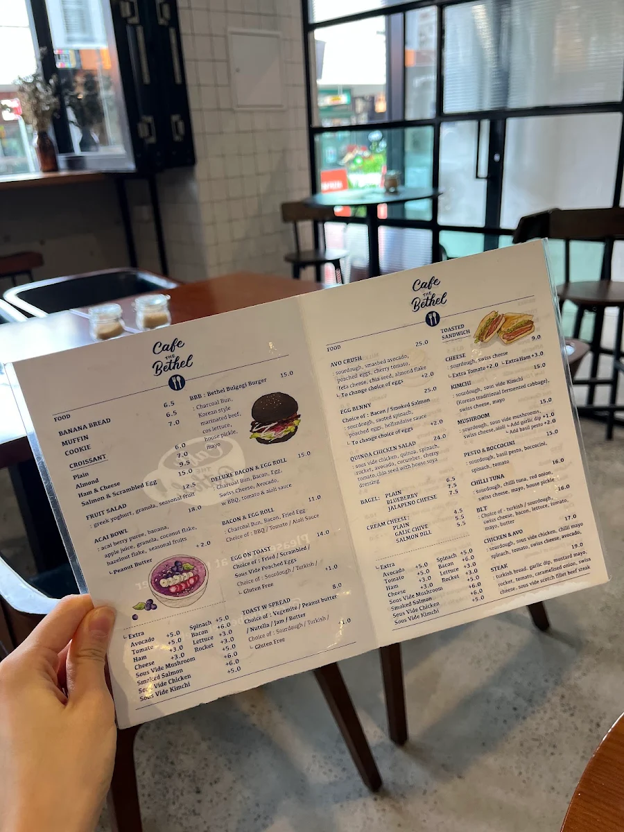 Menu, Cafe The Bethel