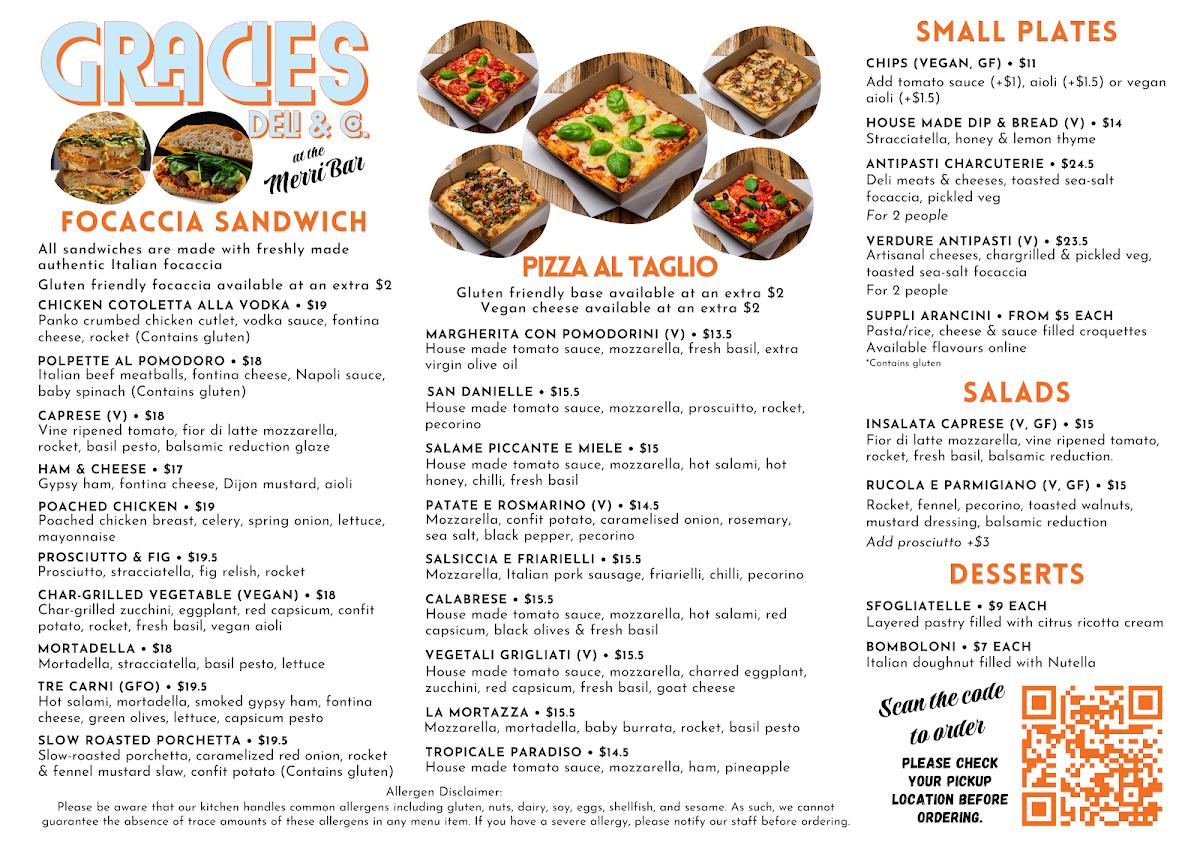 Menu, Gracies Deli & Co