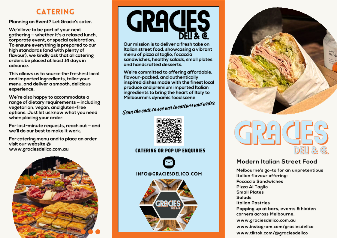 Menu, Gracies Deli & Co
