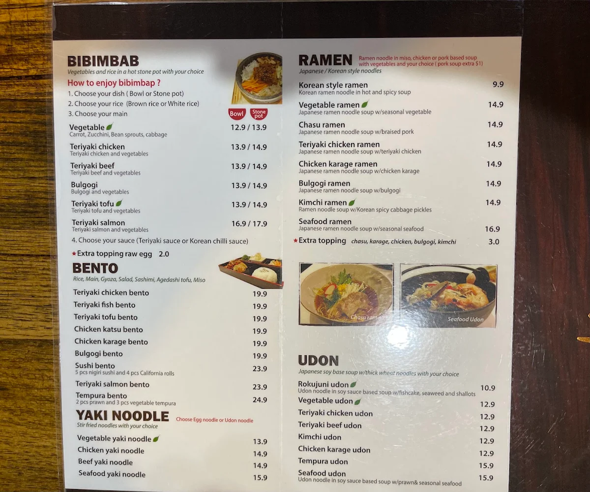 Menu, Hinojuni