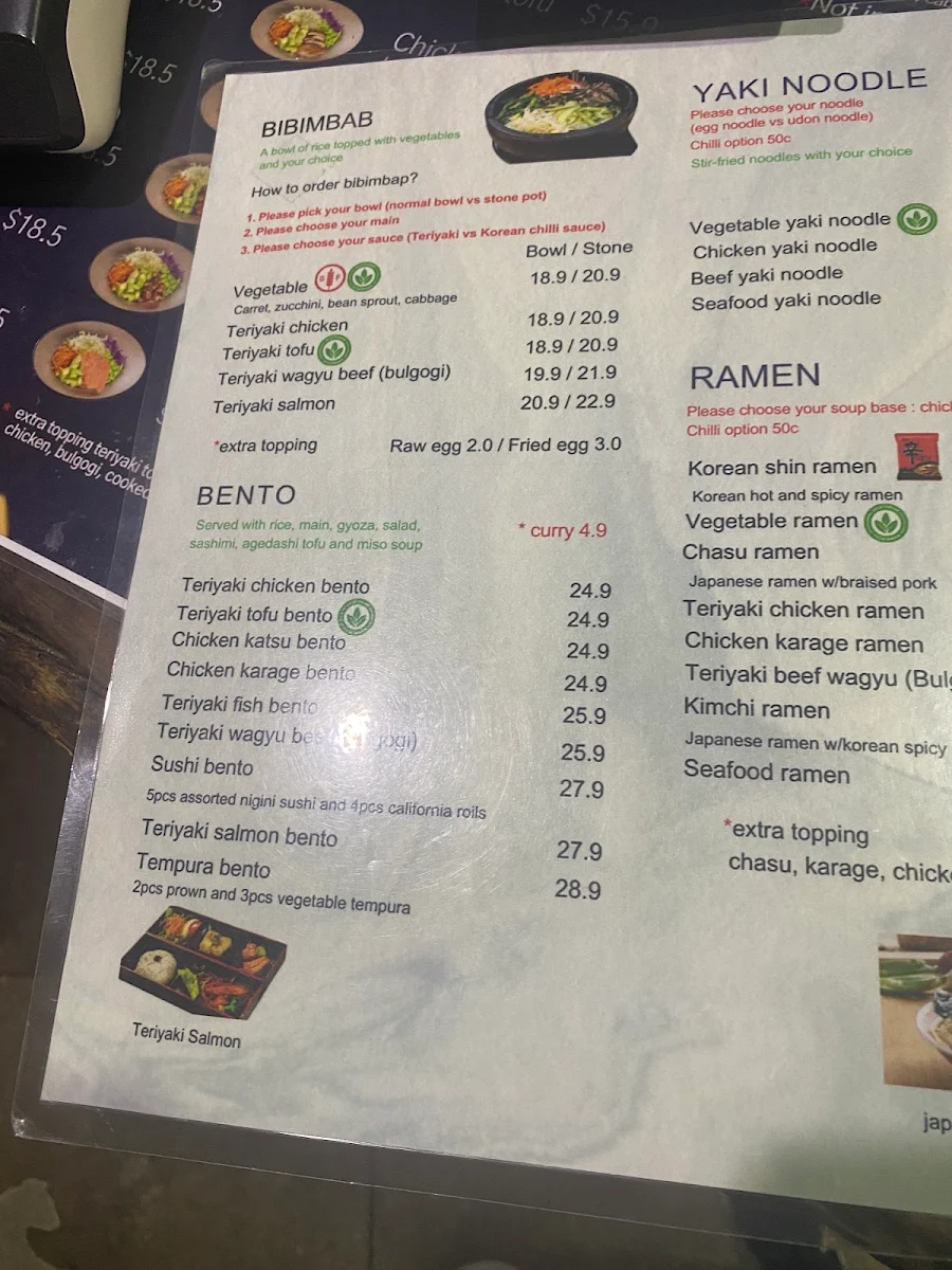 Menu, Hinojuni