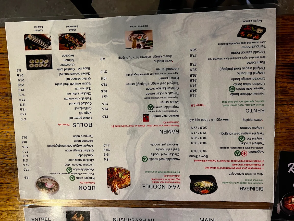 Menu, Hinojuni
