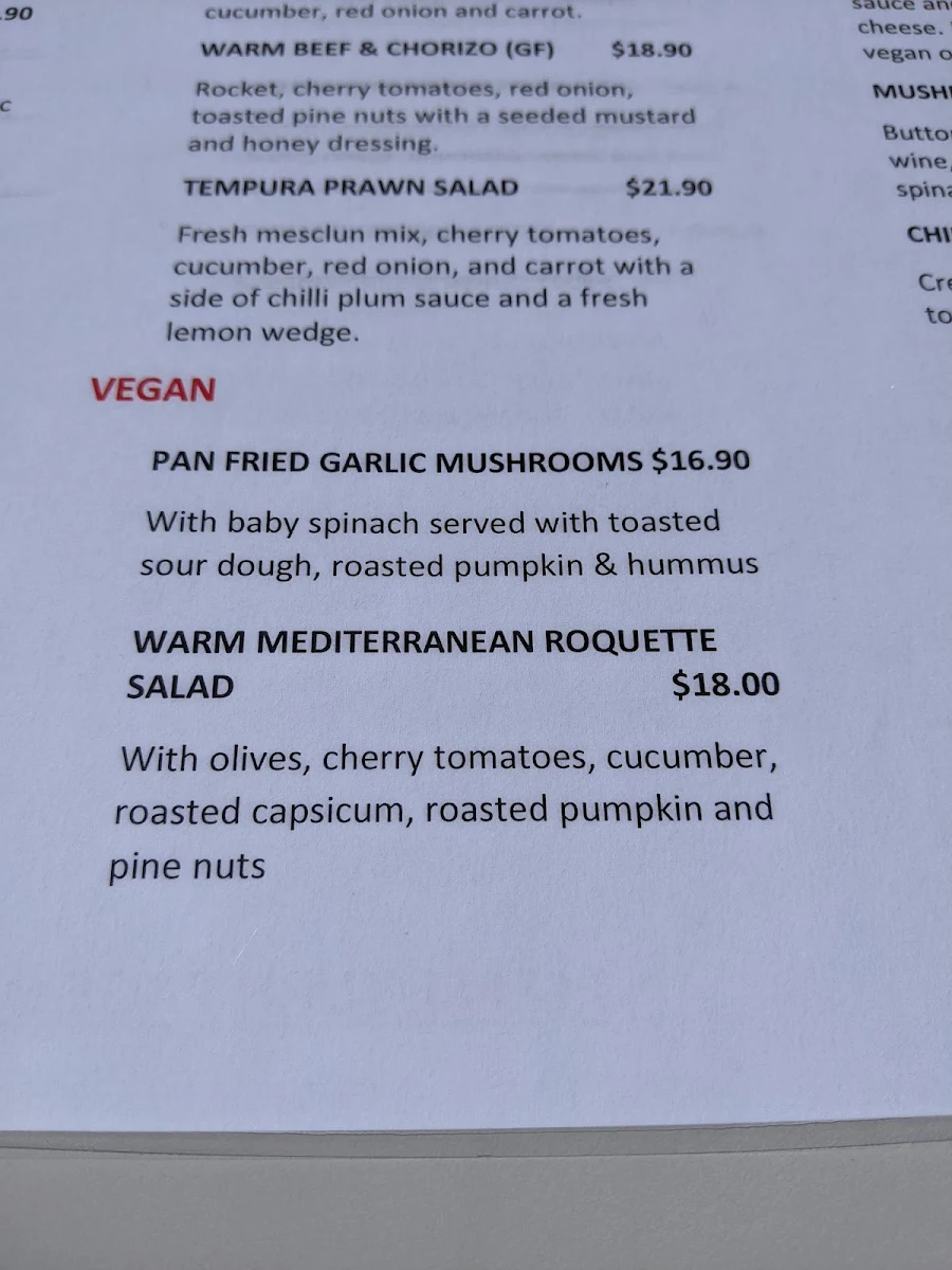 Menu, The Grange Wyoming