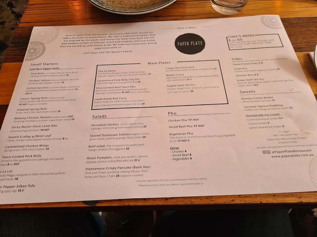 Menu, Paper Plate Restaurant