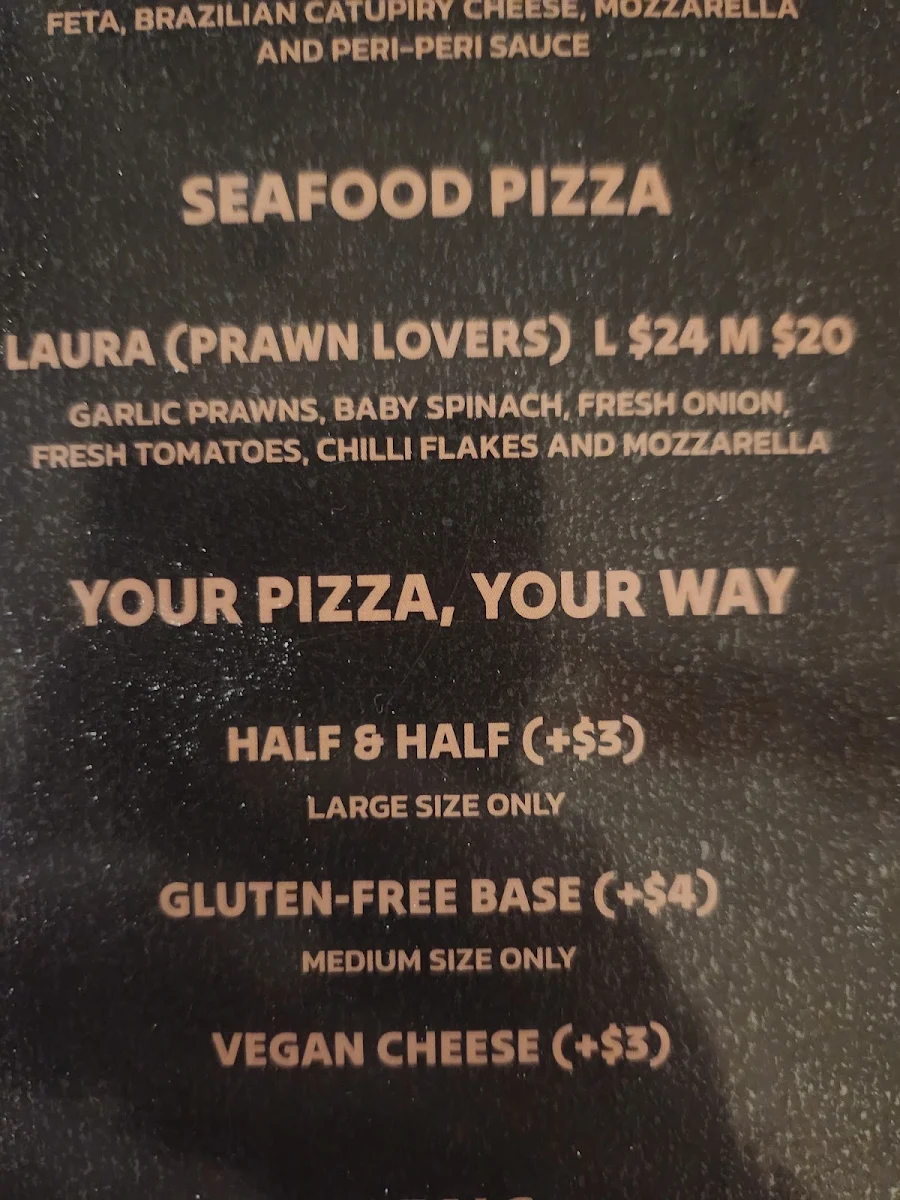Menu, Ciao Ciao Pizza