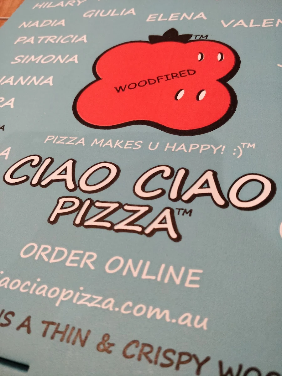 Menu, Ciao Ciao Pizza
