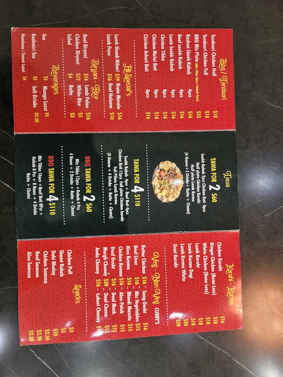 Menu, Halal Ali Dine Inn & Take Away