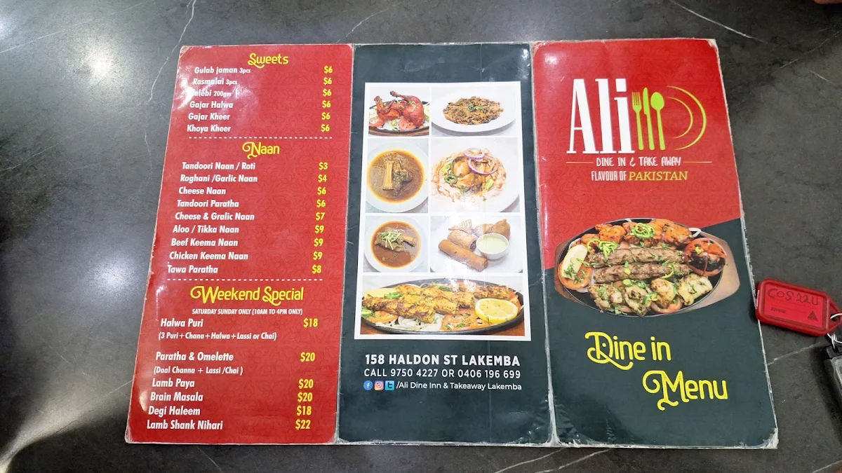 Menu, Halal Ali Dine Inn & Take Away