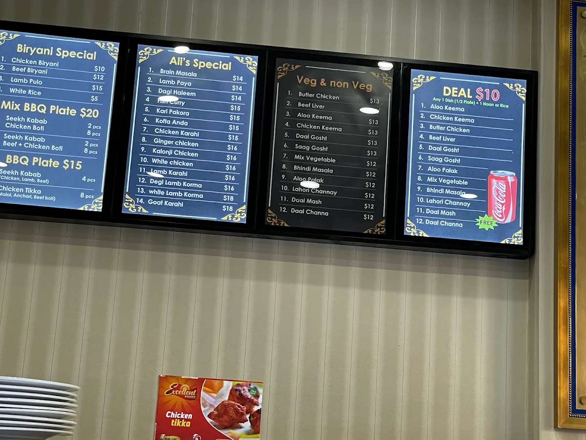 Menu, Halal Ali Dine Inn & Take Away
