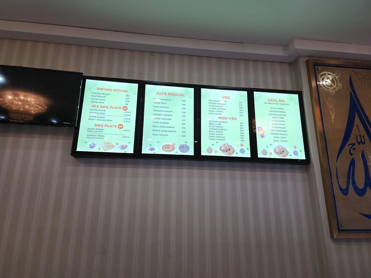 Menu, Halal Ali Dine Inn & Take Away