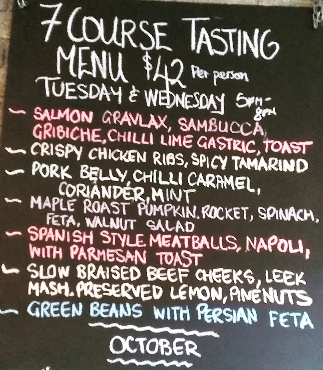 Menu, The Wine Barrel