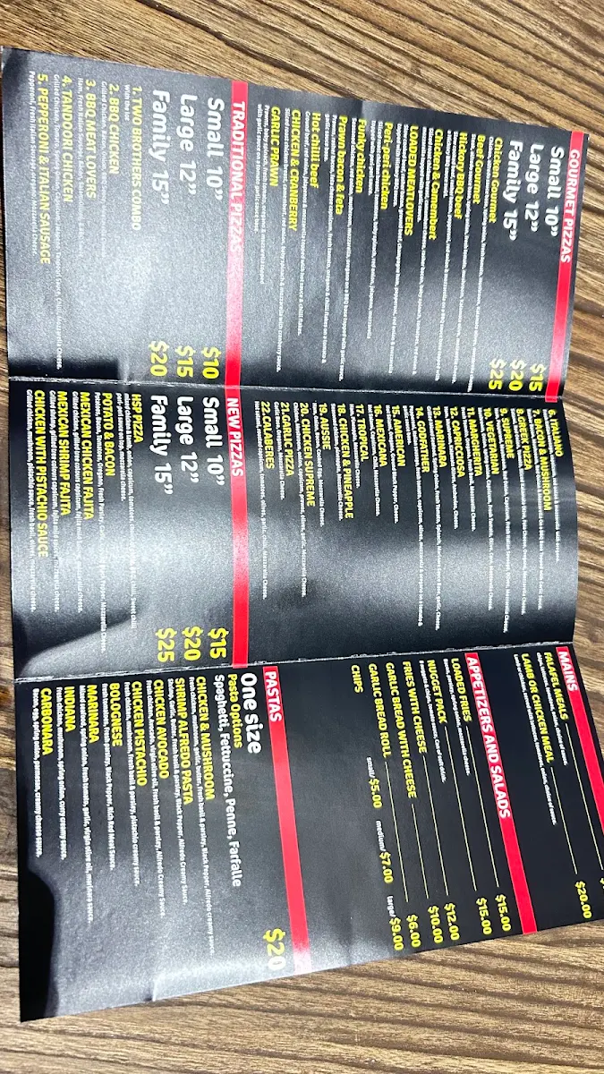 Menu, Two Brothers Pizza & Kebab