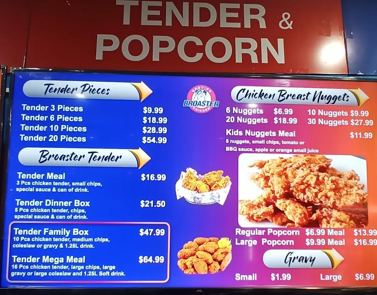 Menu, Broaster Chicken Glenfield