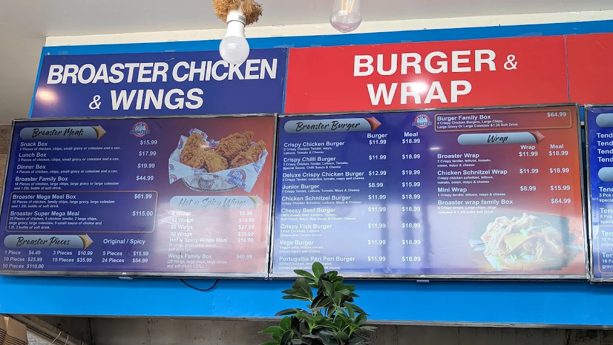 Menu, Broaster Chicken Glenfield