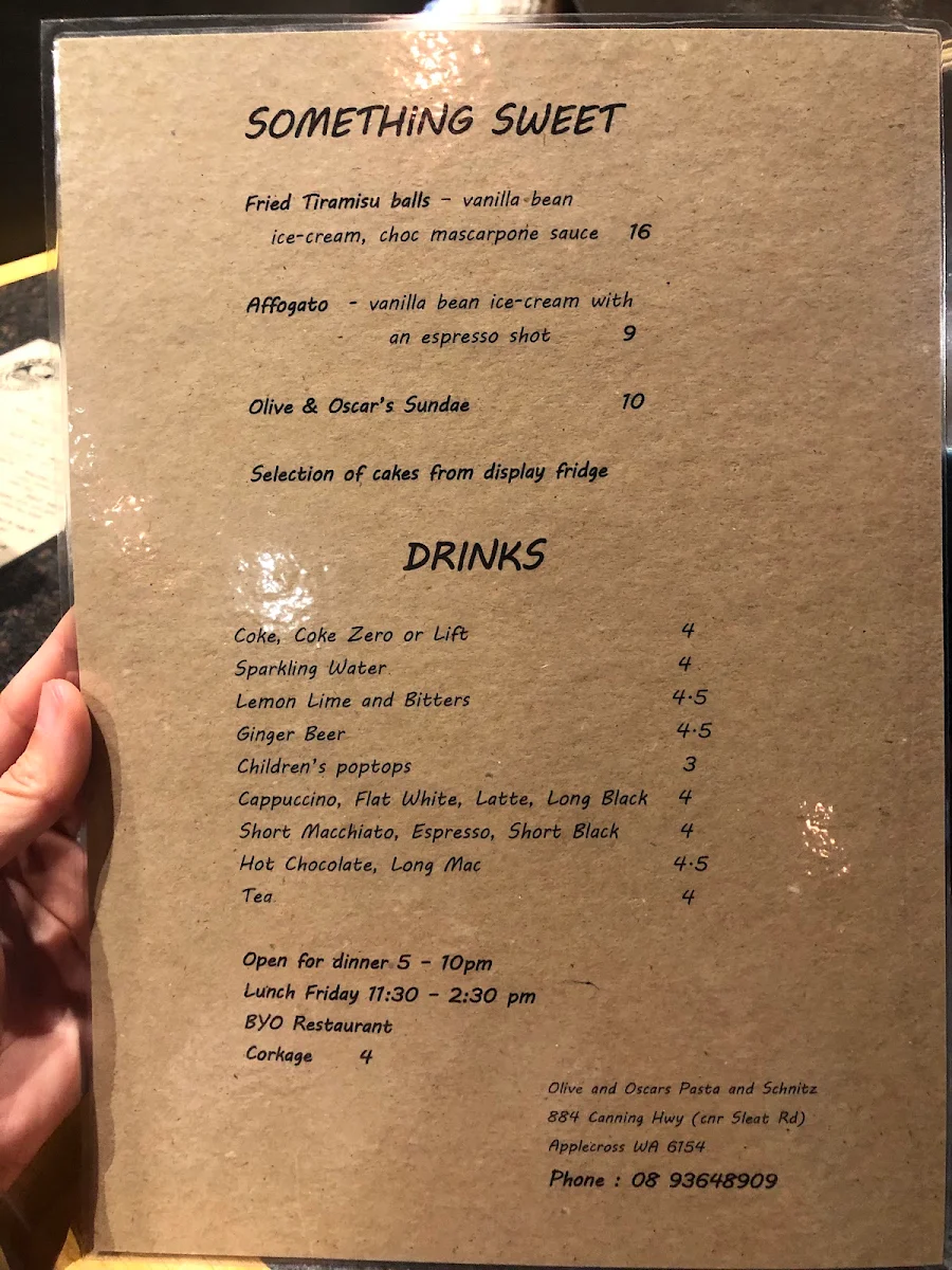 Menu, Olive And Oscars