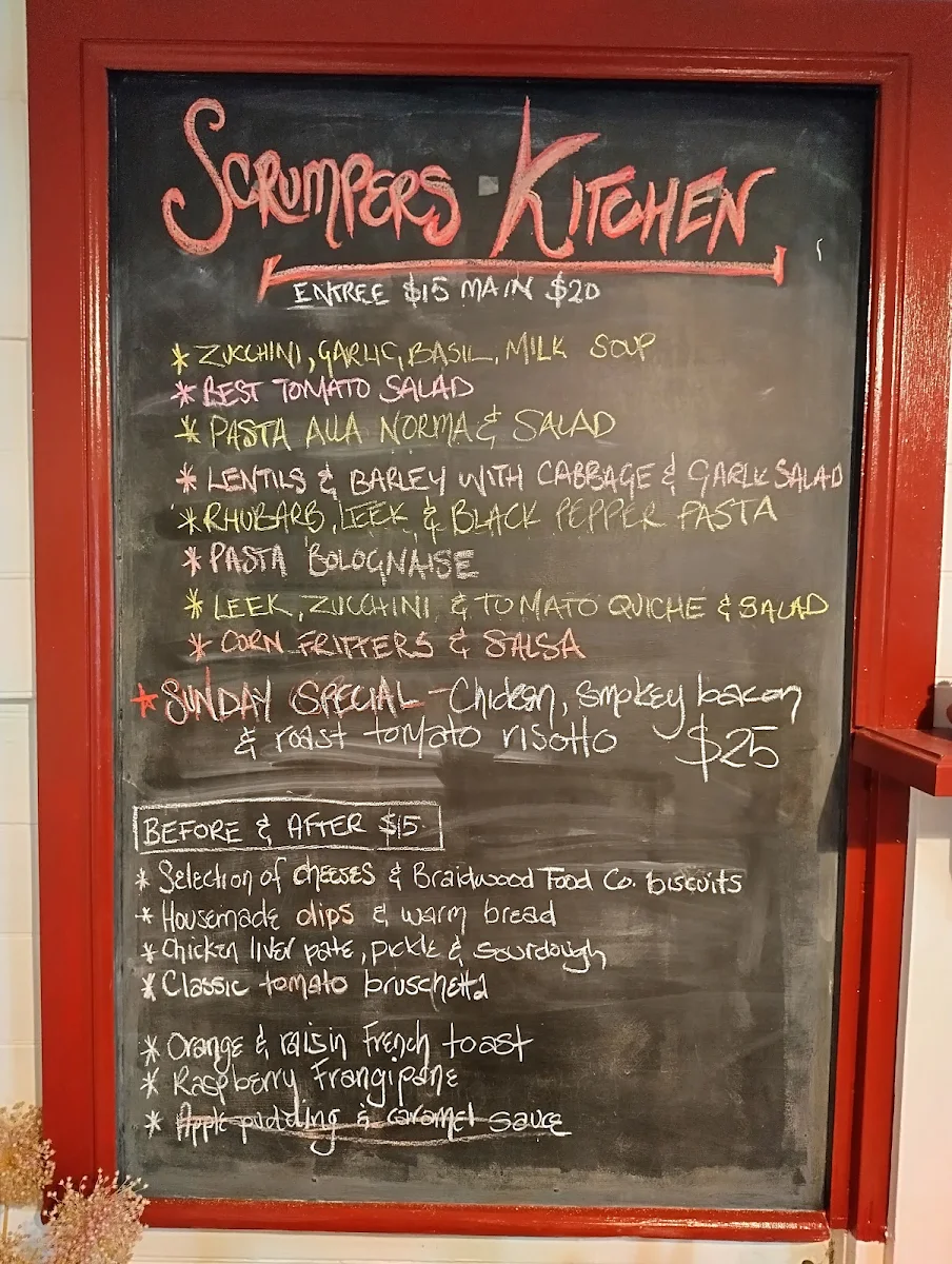 Menu, Scrumpers Kitchen