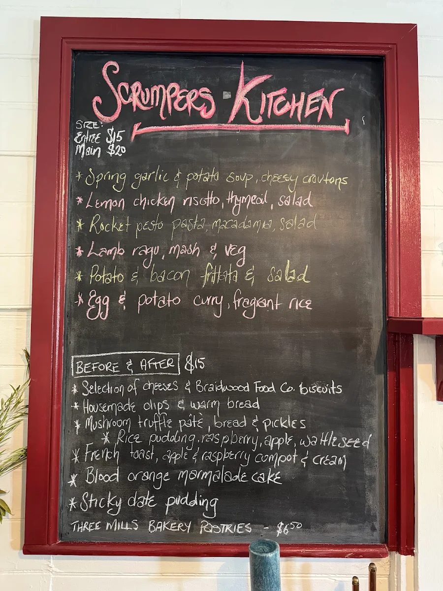 Menu, Scrumpers Kitchen