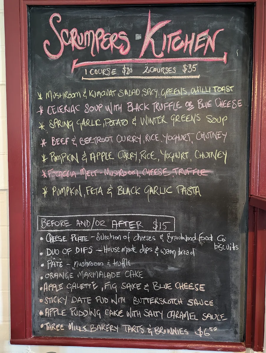 Menu, Scrumpers Kitchen