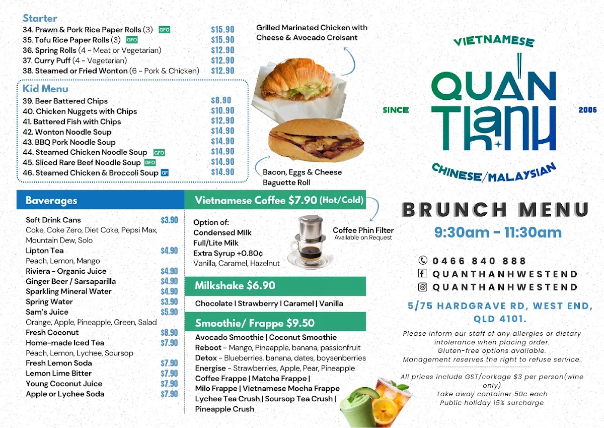 Menu, Quan Thanh