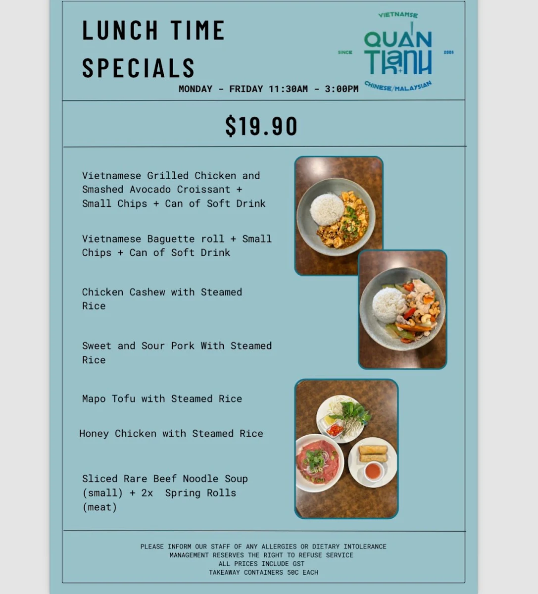 Menu, Quan Thanh