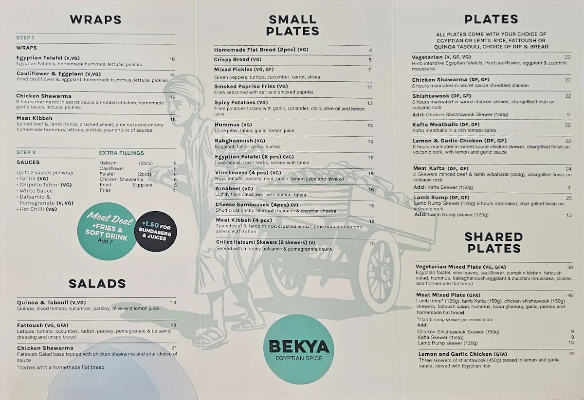 Menu, Bekya Summer Hill
