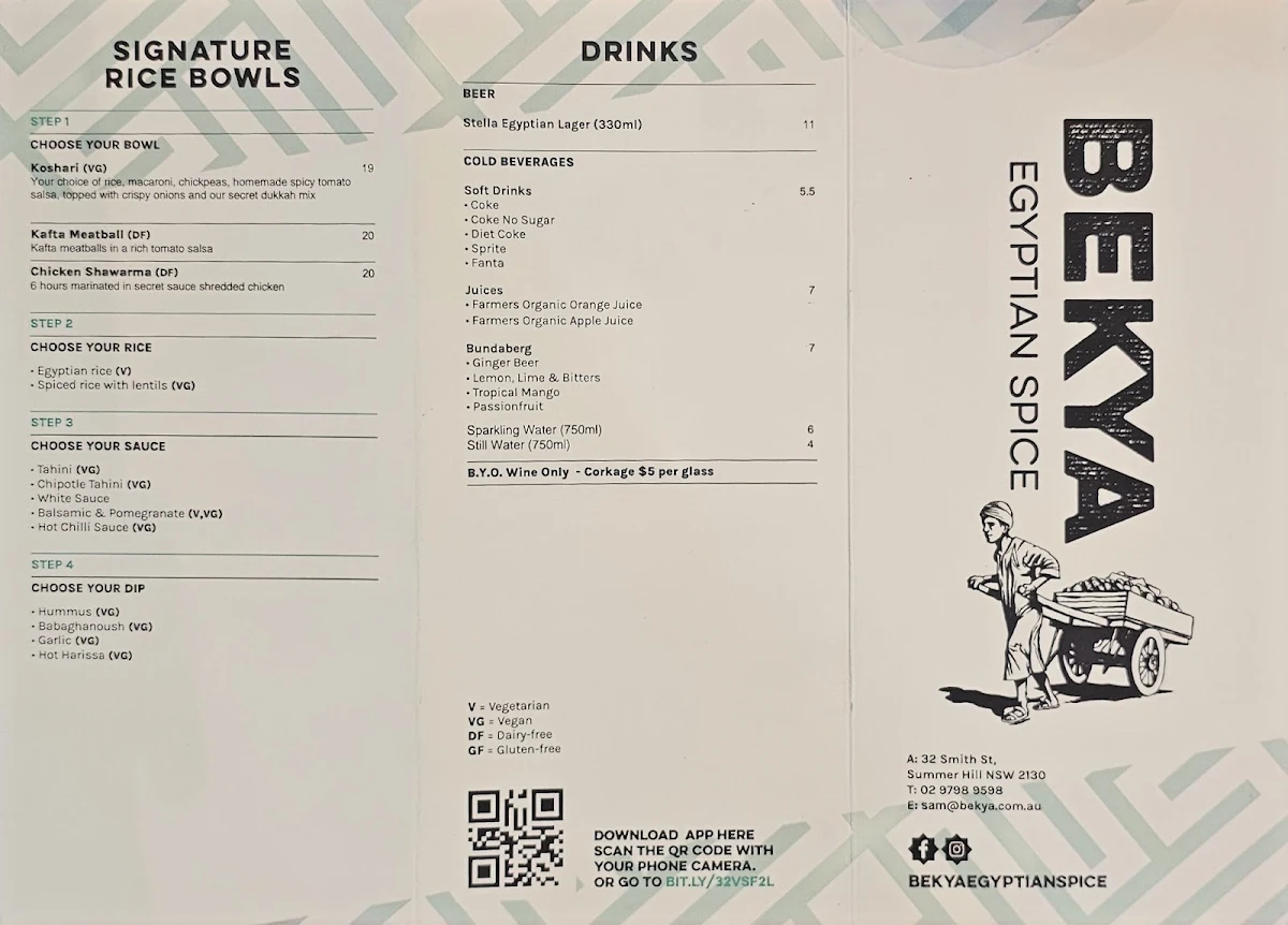 Menu, Bekya Summer Hill