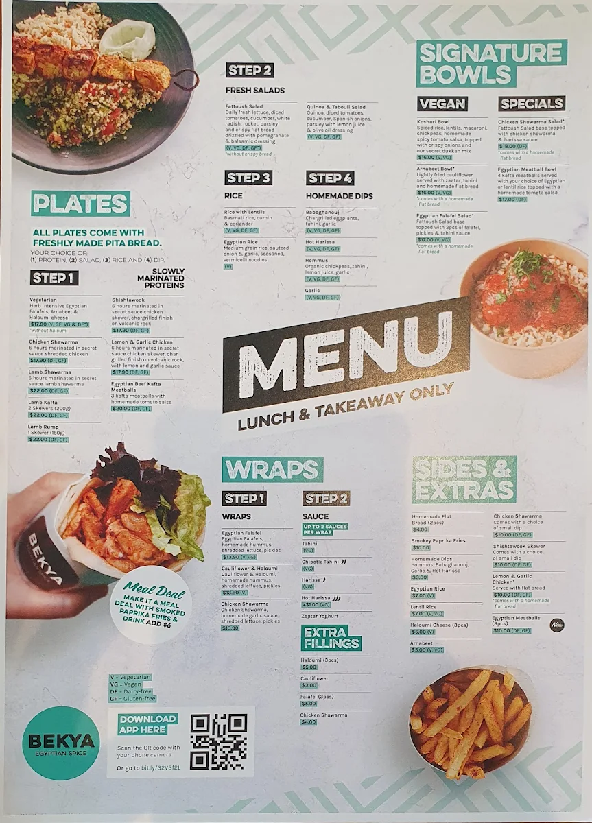 Menu, Bekya Summer Hill